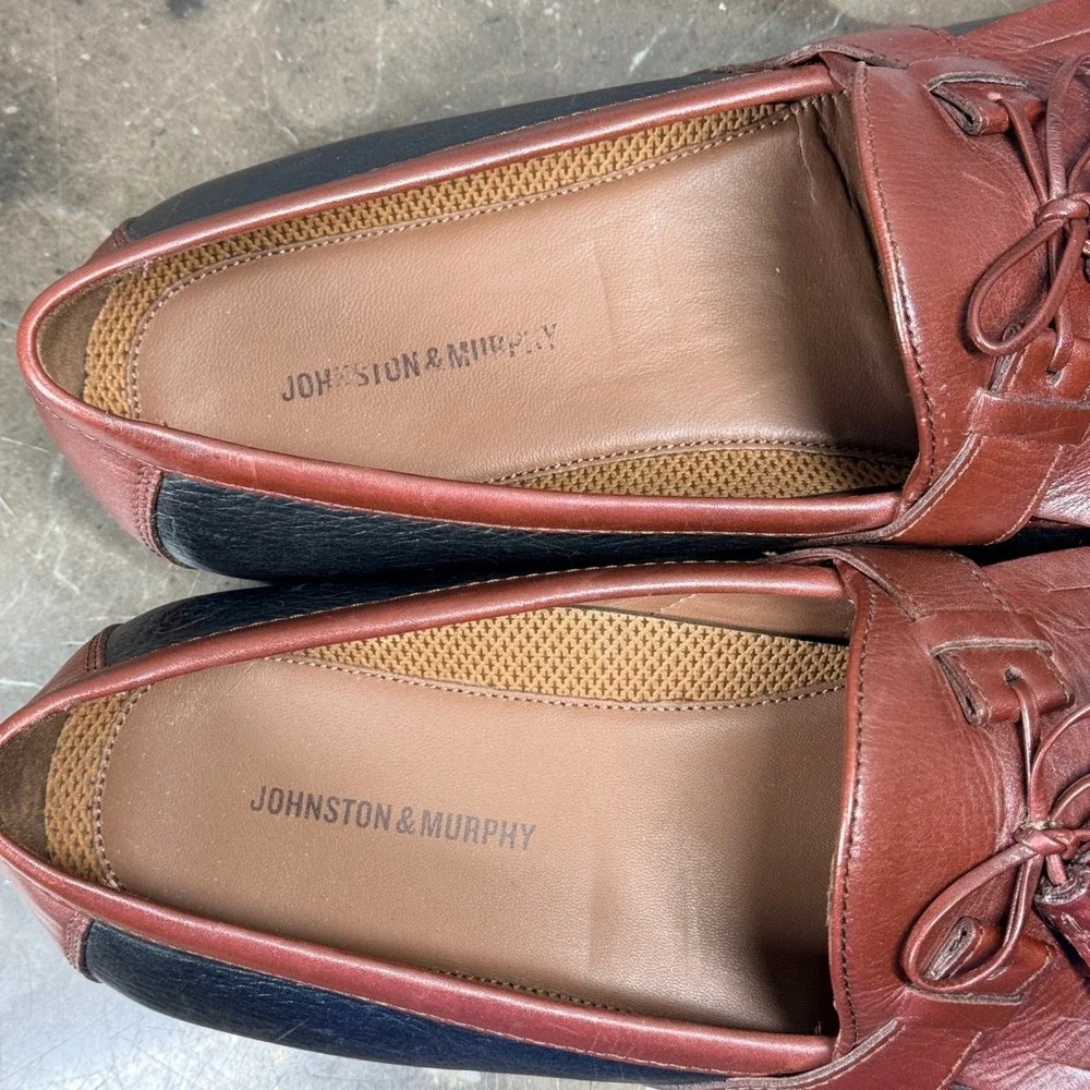 Johnston & Murphy Tassel Loafers Mens 14W Black Brown Two Tone Kiltie 20-0592